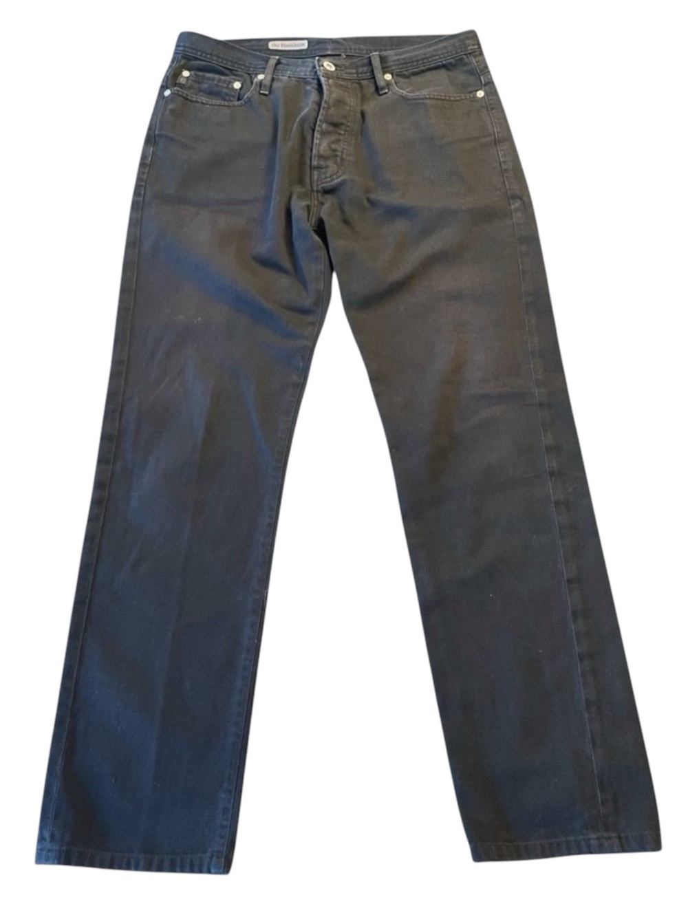 AG The Stockholm Black Button Fly Straight Leg Denim Jeans (32x30)